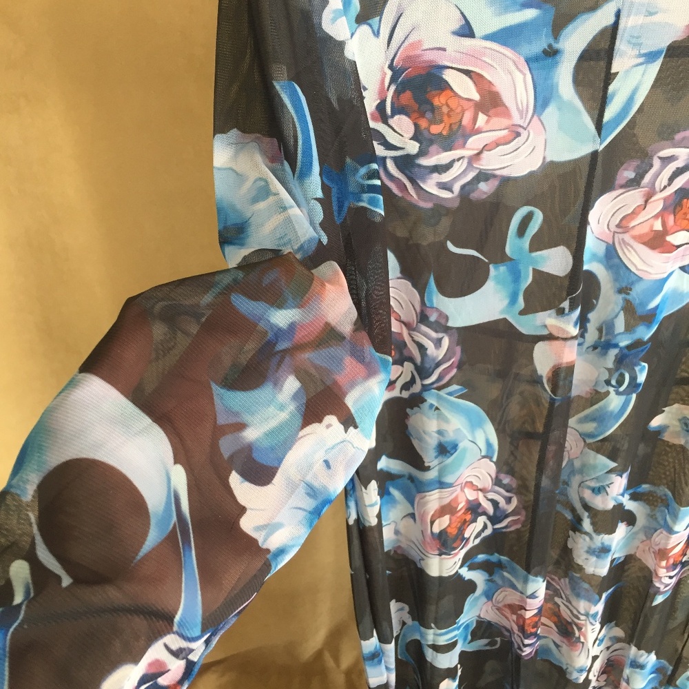 HOST PICK!! Sexy Sheer Long Sleeve Floral Maxi Dress Sz XXXL - Picture 9 of 12